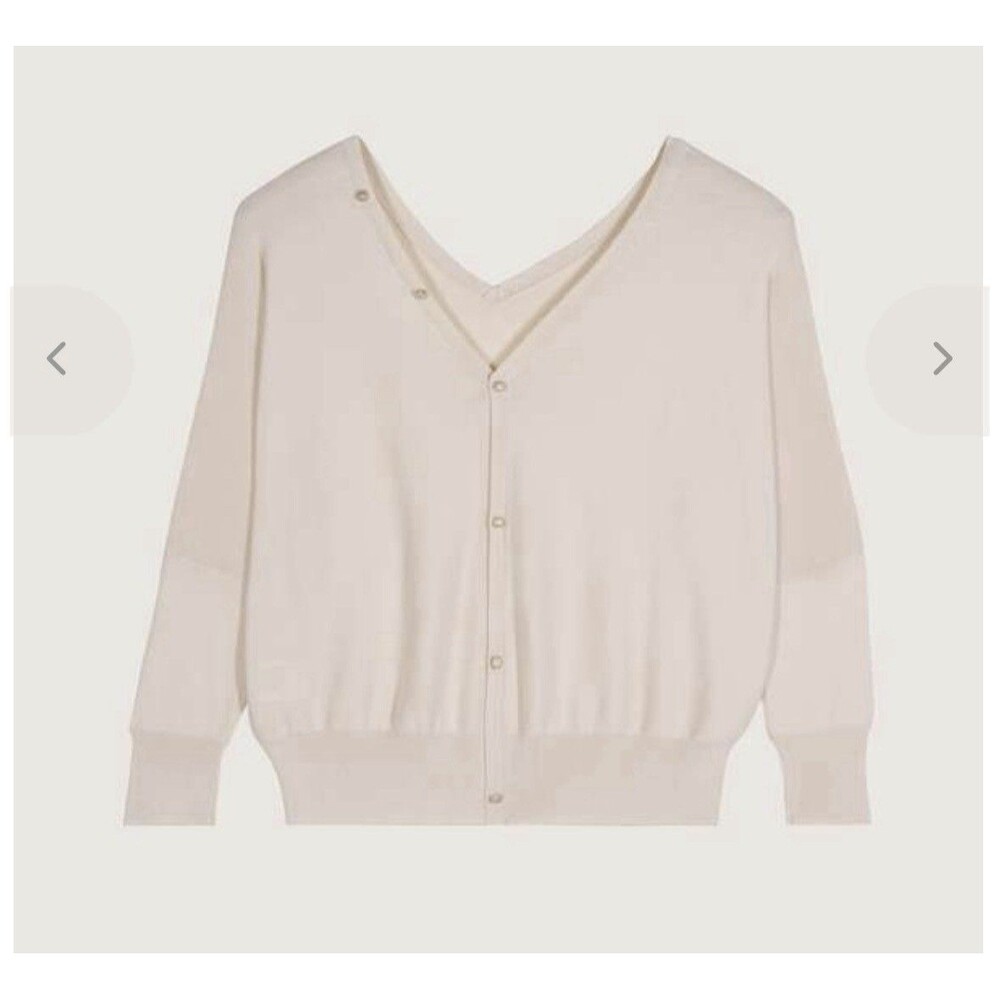 ba&sh Paris Elsy Convertible V-Neck Batwing Sweater Ecru Cream Size 4 US M $245